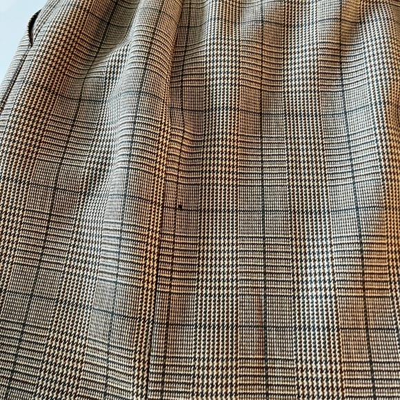 Vintage Harve Bernard Wool Plaid Midi Embroidered Brown Skirt Size 8 - Picture 9 of 9